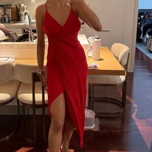 BARDOT Red statin style dress